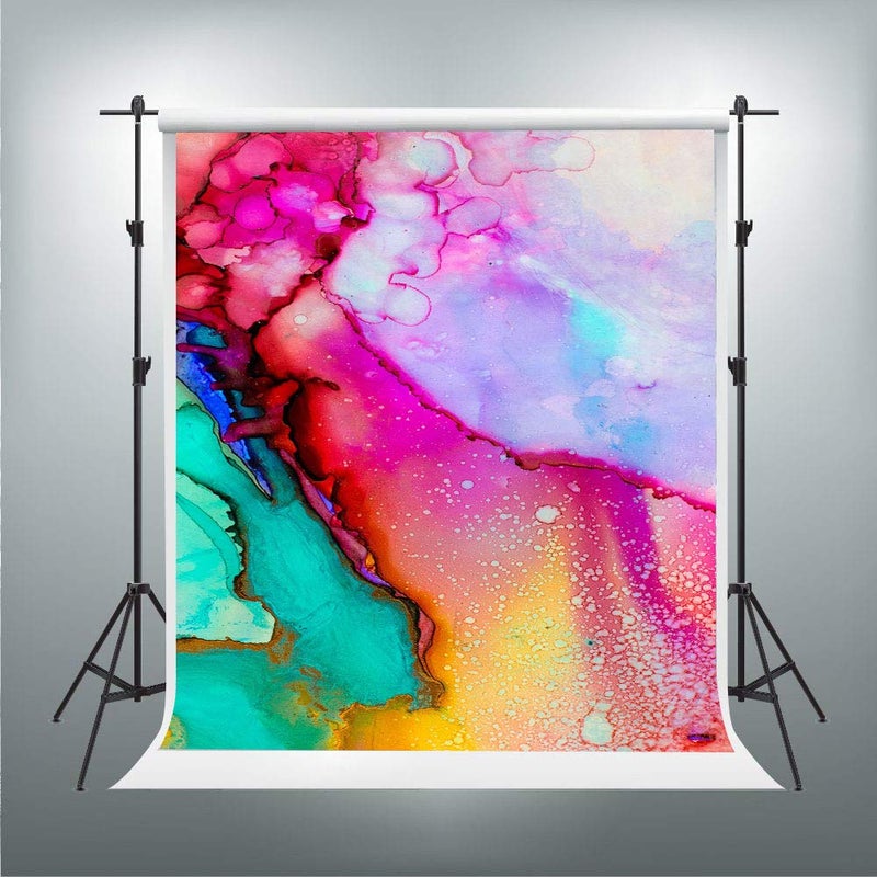 PHMOJEN Colorful Watercolor Painting Backdrops Art Paint Photography Backgrounds Vinyl 5x7ft 80's 90's Theme Birthday Party Backdrop Photo Studio Props PHMOJEN WQPH401 - Image 3